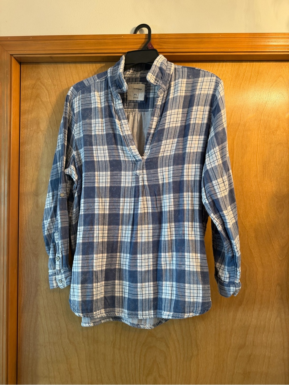 Sonoma Blue and White Plaid Shirt